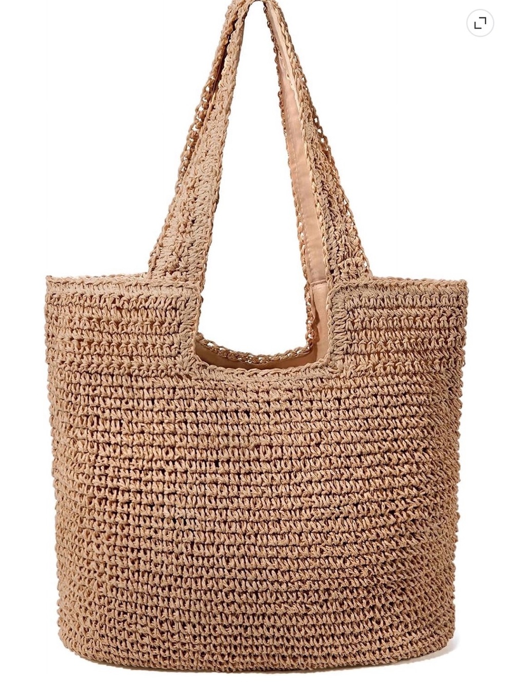 Woven Straw Tote Bag in Natural Tan
